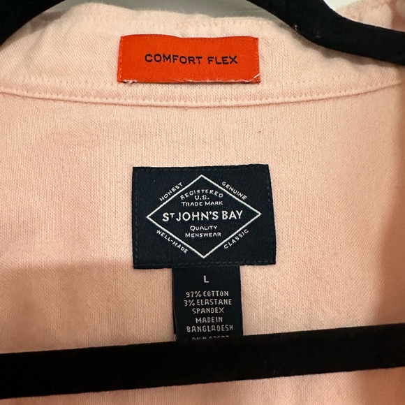 NWT Men’s St John’s Bay Comfort Flex Light Pink Buttown Up Shirt Top Size L - Picture 2 of 5